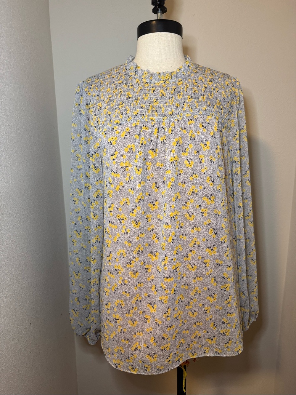 Boden Floral Blouse with sheer sleeve